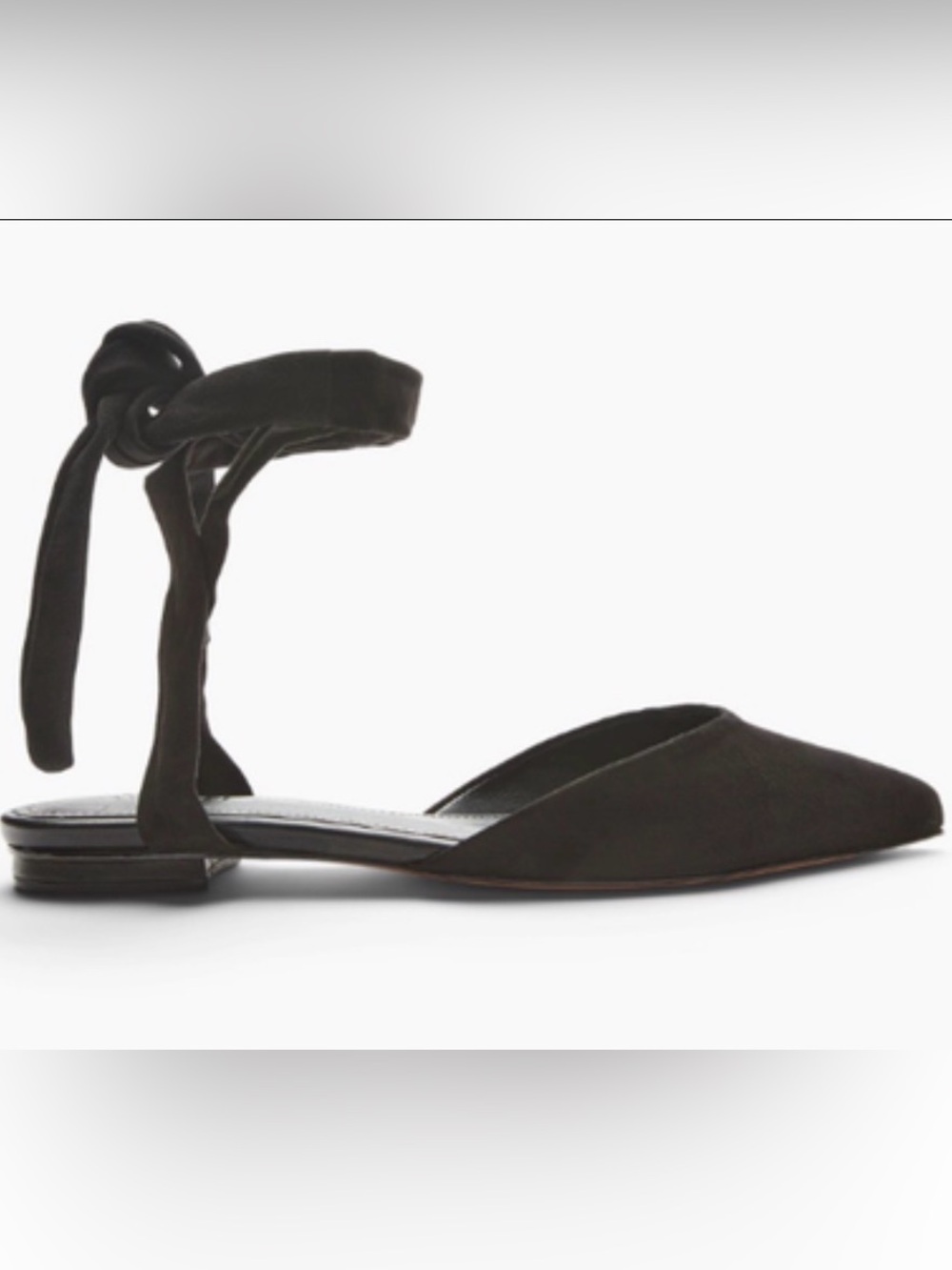 NIB Schutz Barbrah Black Suede Tie Ankle Ballet Flats 6.5 Balletcore